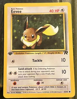 Pokemon Card Eevee 55/82 1st Edition Team Rocket Mint Unplayed First Edition! - Image 1