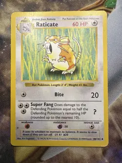 💥 Raticate # 40/102 | Base Set | SHADOWLESS | Vintage Pokemon 1999 TCG MP - Image 1