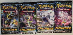 POKEMON SEALED SUN & MOON LOST THUNDER BOOSTER PACKS ART WORK SET (4) UNOPENED - Image 2