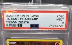 2023 Pokemon Crown Zenith Radiant Charizard PSA 9 MINT #020 Holo Rare - Image 3