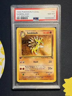 1999 POKEMON FOSSIL 1ST EDITION #41 SANDSLASH PSA 8 - Image 1