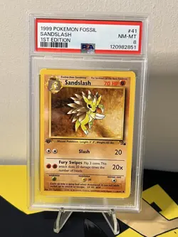 1999 POKEMON FOSSIL 1ST EDITION #41 SANDSLASH PSA 8 - Image 2