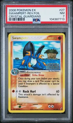 2006 POKEMON EX CRYSTAL GUARDIANS #27 SWAMPERT-REVERSE FOIL PSA 7 - Image 1