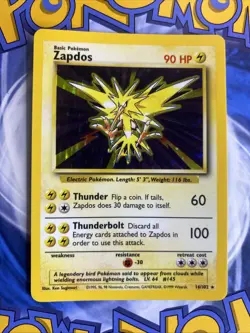 Pokemon 1999 Base Set Zapdos 16/102 Unlimited English NM - Image 1