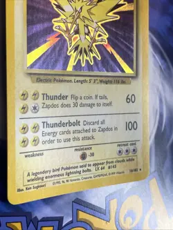 Pokemon 1999 Base Set Zapdos 16/102 Unlimited English NM - Image 5