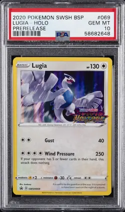 2020 POKEMON SWSH BLACK STAR PROMO PRERELEASE #069 LUGIA-HOLO PSA 10 - Image 1