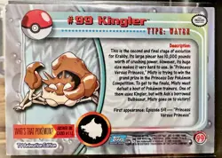 Kingler #99 Topps Blue Logo Pokemon Card NEAR MINT - Image 2