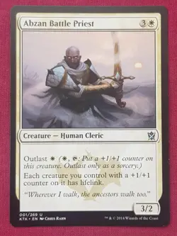 Magic The Gathering KHANS OF TARKIR ABZAN BATTLE PRIEST white card MTG - Image 1