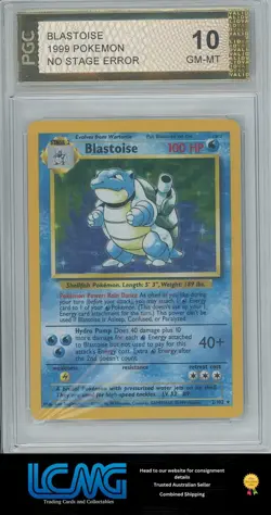 PGC 10 1999 Pokemon TCG Blastoise Holo 2/102 Base Set - NO STAGE ERROR CSS - Image 1