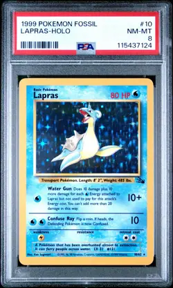 1999 POKEMON FOSSIL #10 LAPRAS-HOLO PSA 8 - Image 1