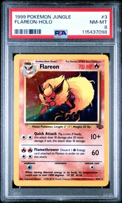 1999 POKEMON JUNGLE #3 FLAREON-HOLO PSA 8 - Image 1