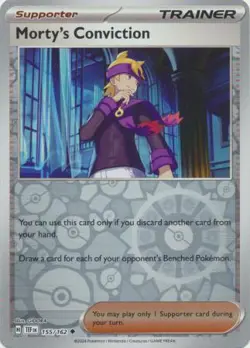 MORTY'S CONVICTION 155/162 TEMPORAL FORCES POKEMON (REVERSE HOLO, NM) - Image 1