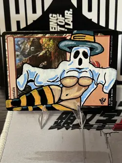 Altered/Hand Painted Art MTG Card - Anime girl - Hot Ghost Mountain Land - Image 1