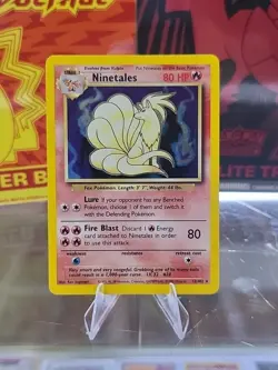 1999 Pokemon NINETALES Base Set BLACK FLAME ERROR Misprint HOLO RARE Card 12/102 - Image 1