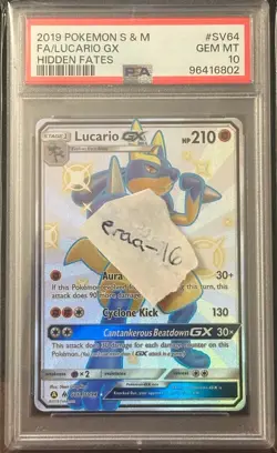 2019 Lucario GX Hidden Fates Shiny Vault Holo Rare Card SV64/SV94 PSA 10 GEM MT - Image 3