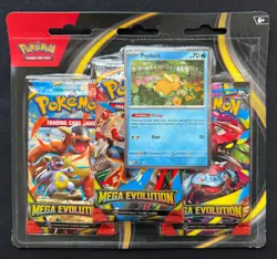 Pokemon TCG - Mega Evolution - 3 Pack Booster Blister Psyduck Promo - New/Sealed - Image 1