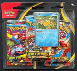 Pokemon TCG - Mega Evolution - 3 Pack Booster Blister Psyduck Promo - Sealed/New - Image 1