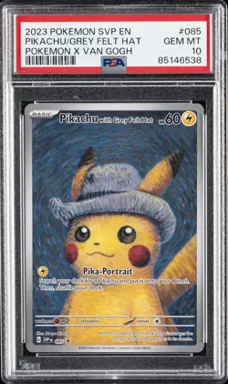 2023 POKEMON SVP EN-SV BLACK STAR PROMO #085 PIKACHU WITH GREY FELT HAT PSA 10 - Image 1