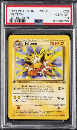 1999 POKEMON JUNGLE 1ST ED #20 JOLTEON PSA 10 - Image 1
