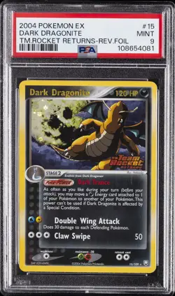 2004 POKEMON EX TEAM ROCKET RETURNS #15 DARK DRAGONITE-REVERSE FOIL PSA 9 - Image 1