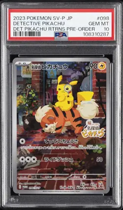 2023 POKEMON JPN SV-P PROMO #098 DETECTIVE PIKACHU PSA 10 - Image 1