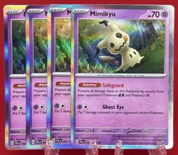 4X Pokemon TGC Mimikyu 097/191 S&V Paldea Evolved Holo Rare English 2023 NM - Image 1