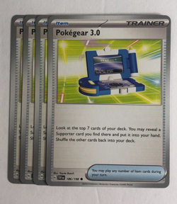 Pokemon TCG Scarlet & Violet 4x Playset Pokegear 3.0 186/198 Near Mint - Image 1