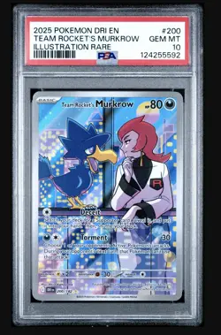 Pokemon TCG Team Rockets Murkrow Illustration Rare #200 Destined Rivals PSA 10 - Image 1