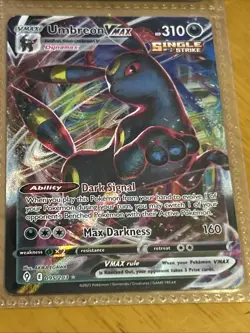Pokemon TCG Umbreon VMAX Single Strike Card Holo Rare FULL ART - Image 1