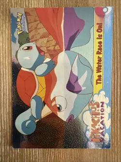 The Water Race Is On! 47 Topps HOLO Movie Animation Pikachu's Vacation Card - MP - Image 1
