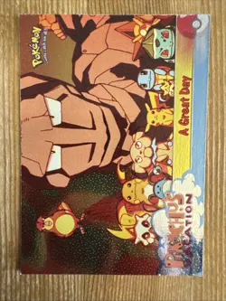 A Great Day 1999 Topps HOLO Pikachu's Vacation Pokemon Card Black Logo - MP - Image 1