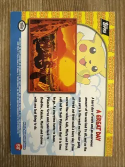 A Great Day 1999 Topps HOLO Pikachu's Vacation Pokemon Card Black Logo - MP - Image 2