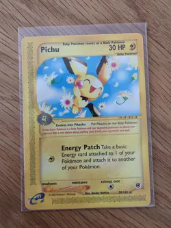 Pokemon Pichu TCG Expedition Card 58/165 Regular Rare Non Holo - Image 3