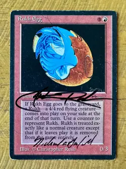MTG Magic RUKH EGG Arabian Nights SIGNED by Christopher Rush & Richard Garfield - Image 1