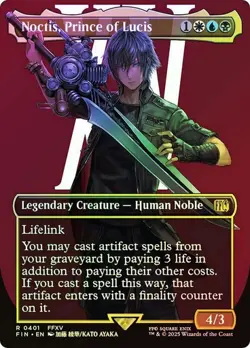 NM Borderless Foil Noctis, Prince of Lucis, MTG, Final Fantasy, Magic, 401 - Image 1
