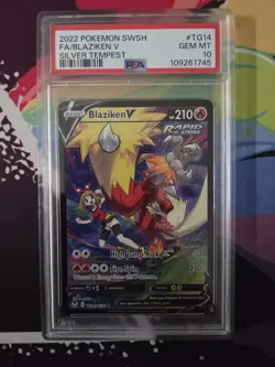 2022 POKEMON SWORD & SHIELD SILVER TEMPEST #TG14 FULL ART/BLAZIKEN V PSA 10 - Image 1