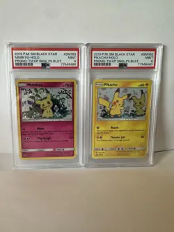 PSA 9 MINT Set Pikachu & Mimikyu SM 162 & SM 163 Team Up Promos Pokemon - Image 1