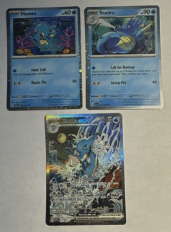 Lot of 3 Pokemon Kingdra ex 131 SVP Holo Promo Horsea 010/064, Seadra 011/064 NM - Image 1