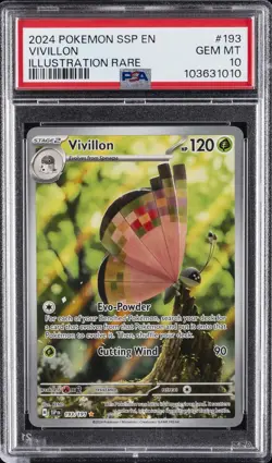 2024 POKEMON SSP EN-SURGING SPARKS ILLUSTRATION RARE #193 VIVILLON PSA 10 - Image 1