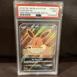 Eevee GX PSA 9 SM233 SM Black Star Promo Sun Moon Pokemon English Full Art Meme - Image 1