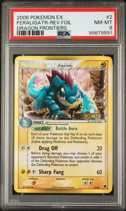 2006 POKEMON EX DRAGON FRONTIERS #2 FERALIGATR-REVERSE FOIL PSA 8 - Image 1