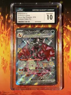 Pokemon Paldean Fates Charizard EX Black Star Promo 074 CGC Gem Mint 10 - Image 1