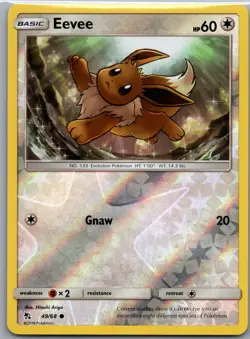 Eevee 49/68 Common - Pokemon TCG Hidden Fates - Reverse Holo (NM) - Image 1