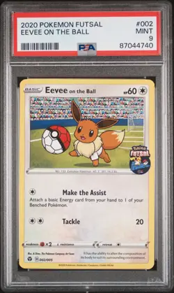 2020 POKEMON FUTSAL #002 EEVEE ON THE BALL PSA 9 - Image 1