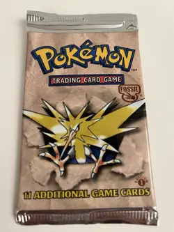 1999 Fossil 1st Edition Booster Pack WOTC Pokemon Factory Sealed Zapdos 21.18g - Image 3