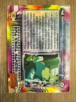 1999 Topps Pokemon Mewtwo Strikes Back #23 Meowth Times Two Black Logo MP Holo - Image 2