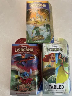 New Disney Lorcana Trading Card Game TCG Starter Deck Set Lot of 3. - Image 1
