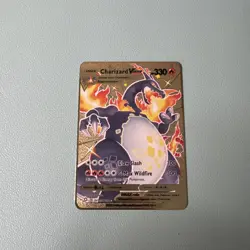 Pokemon Gold/Metal Card Charizard VMAX SV107/SV122 Rare - Image 1