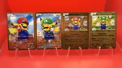 Pikachu Mario & Luigi 4 Card Set Metal Japanese Pokemon Card Art Gift/Display - Image 1