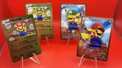 Pikachu Mario & Luigi 4 Card Set Metal Japanese Pokemon Card Art Gift/Display - Image 2